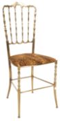 CHIAVARI - RETRO VINTAGE ITALIAN 1960'S GILT BRASS BOUDOIR CHAIR