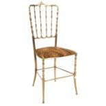 CHIAVARI - RETRO VINTAGE ITALIAN 1960'S GILT BRASS BOUDOIR CHAIR