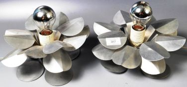 PAIR OF MODERNIST METAL FLORAL TABLE LIGHTS