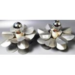 PAIR OF MODERNIST METAL FLORAL TABLE LIGHTS