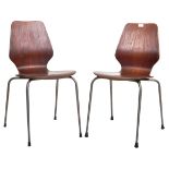 PAIR OF RETRO VINTAGE DANISH BENTWOOD STACKING CHAIRS