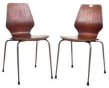 PAIR OF RETRO VINTAGE DANISH BENTWOOD STACKING CHAIRS