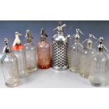 COLLECTION OF EIGHT VINTAGE GLASS SODA SIPHONS