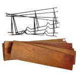 RETRO VINTAGE 1960'S TEAK WALL MOUNTED SHELVING SYSTEM