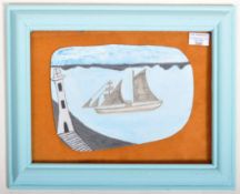 20TH CENTURY MIXED MEDIA NAIVE PAINTING IN THE ALFRED WALLIS MANNER