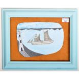 20TH CENTURY MIXED MEDIA NAIVE PAINTING IN THE ALFRED WALLIS MANNER