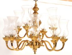 LATE 20TH CENTURY LARGE TWELVE ARM BRASS CHANDELIER