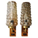 BRILONER LEUCHTEN - PAIR OF 1970'S GERMAN BUBBLE GLASS WALL LIGHTS