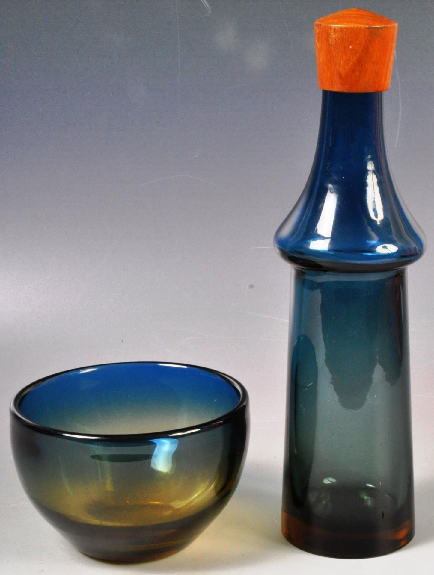 GORAN WARFF - PUKEBERG GLASS TROPICO BOTTLE DECANTER AND BOWL