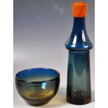 GORAN WARFF - PUKEBERG GLASS TROPICO BOTTLE DECANTER AND BOWL