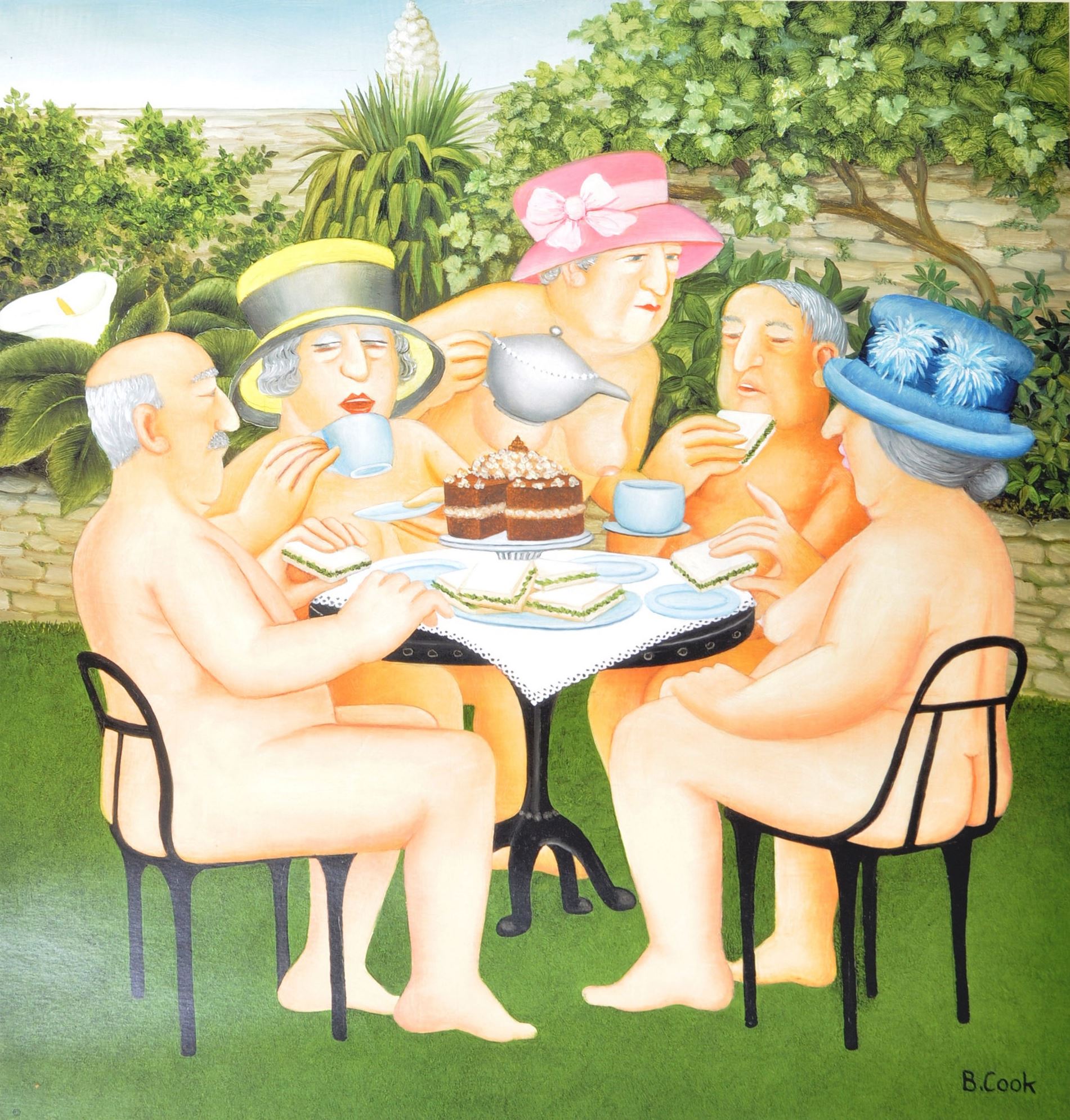 BERYL COOK - TEA IN THE GARDEN - SIGNED PRINT