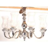 LATE 20TH CENTURY WHITE BRASS HANGING CHANDELIER / ELECTROLIER