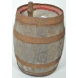 VINTAGE 20TH CENTURY OAK AND IRON BOUND BARREL