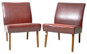 MATCHING PAIR OF BEECH AND CHESTNUT BROWN LEATHER CHAIRS