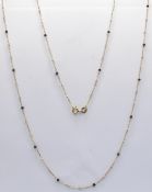 18CT GOLD SAPPHIRE AND PEARL NECKLACE CHAIN