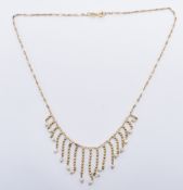 18CT GOLD AND PEARL FRINGE NECKLACE