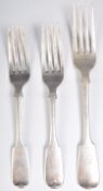 THREE 19TH CENTURY SILVER FORKS