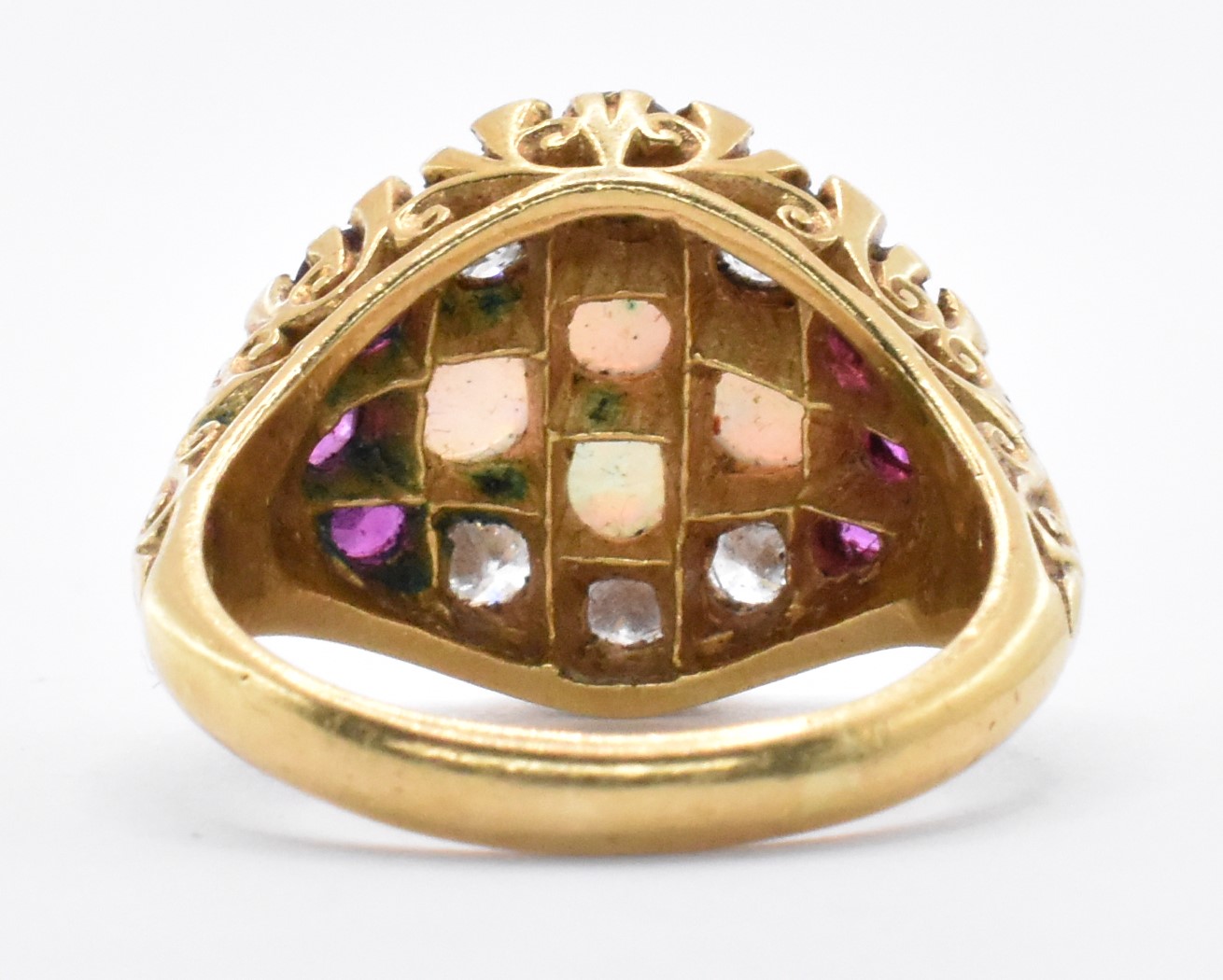 18CT GOLD OPAL DIAMOND & RUBY RING - Image 3 of 7