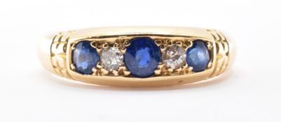 18CT GOLD SAPPHIRE AND DIAMOND FIVE STONE RING