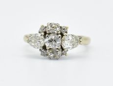 FRENCH 18CT GOLD AND DIAMOND CLUSTER RING