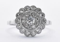 PLATINUM AND DIAMOND CLUSTER RING