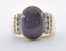 14CT GOLD STAR SAPPHIRE AND DIAMOND RING