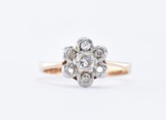 14CT GOLD AND DIAMOND CLUSTER RING