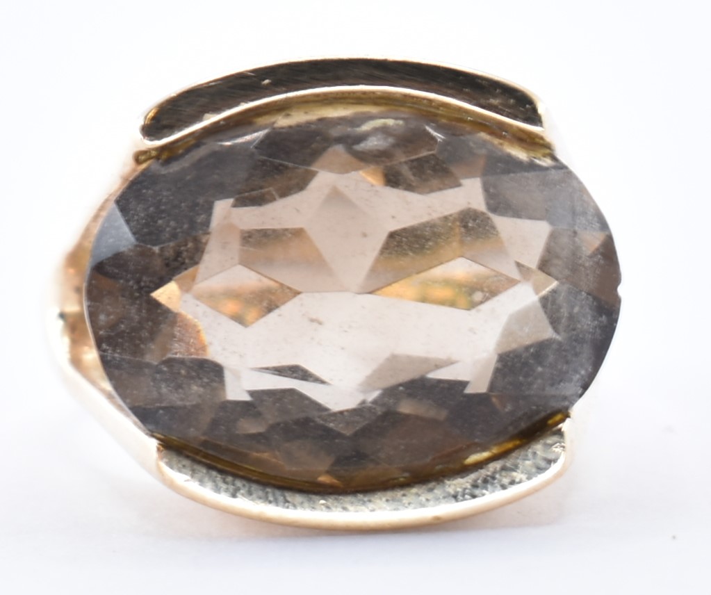1960'S 9CT GOLD SMOKY QUARTZ COCKTAIL RING - Image 3 of 13