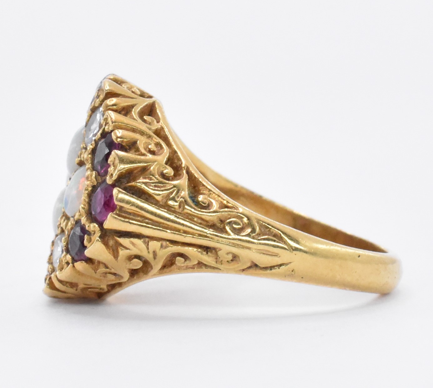18CT GOLD OPAL DIAMOND & RUBY RING - Image 2 of 7