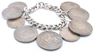 SILVER COMMEORATIVE CROWN COIN BRACELET