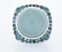 DANISH 18CT GOLD AQUAMARINE & TOURMALINE COCKTAIL RING