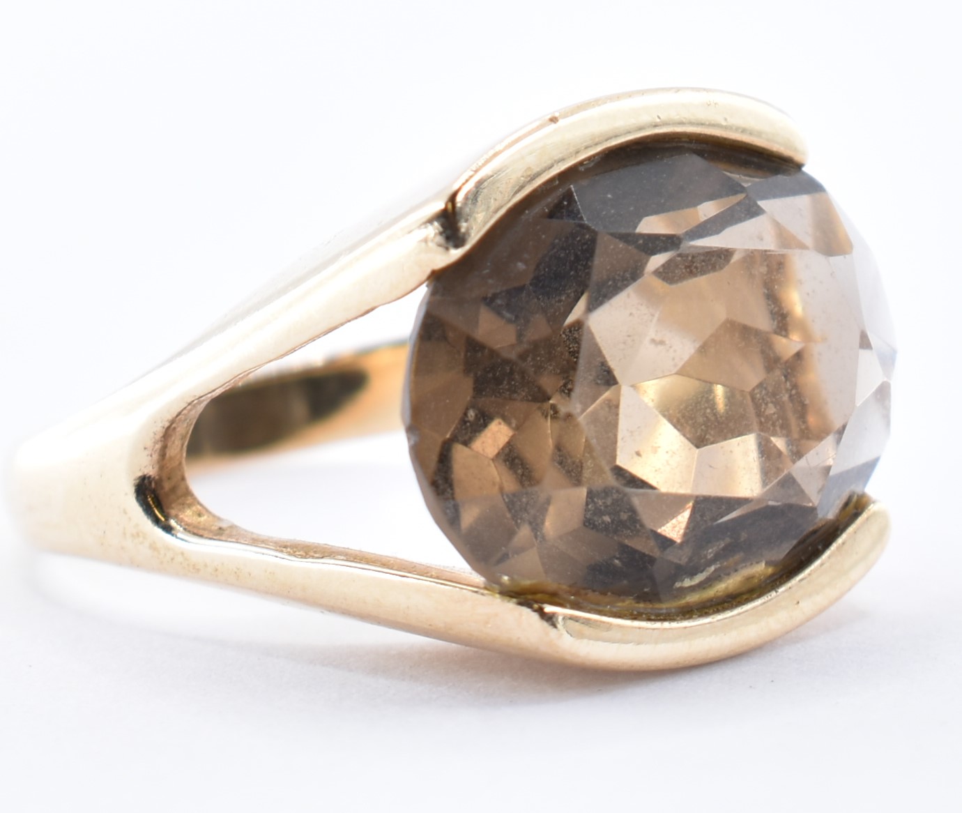 1960'S 9CT GOLD SMOKY QUARTZ COCKTAIL RING - Image 8 of 13