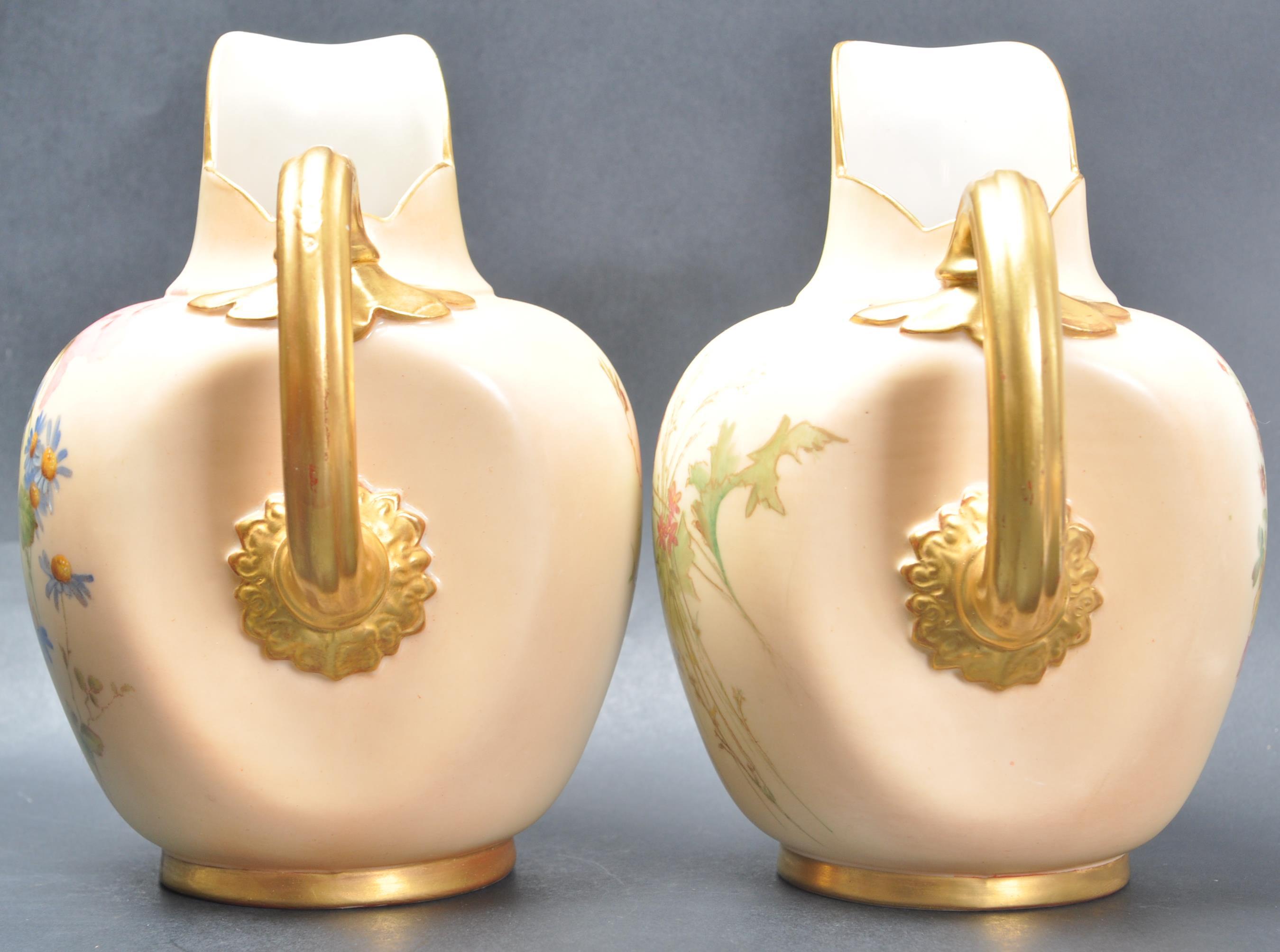 TWO ROYAL WORCESTER BLUSH IVORY FLAT BACK JUGS - Image 3 of 6