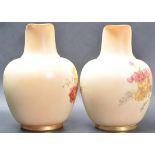 TWO ROYAL WORCESTER BLUSH IVORY FLAT BACK JUGS