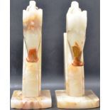 TWO VINTAGE RETRO 20TH CENTURY ONYX MARBLE BOOKENDS