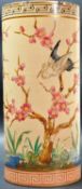 LARGE JAPANESE JARDNIERE DECORATED WITH BIRDS AND FLOWERS