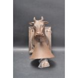 VINTAGE STYLE CAST IRON COWS HEAD RUSTIC BELL