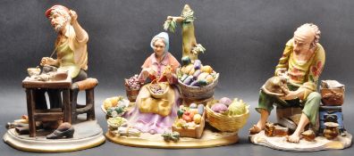 THREE ITALIAN CAPODIMONTE CERAMIC FIGURINES