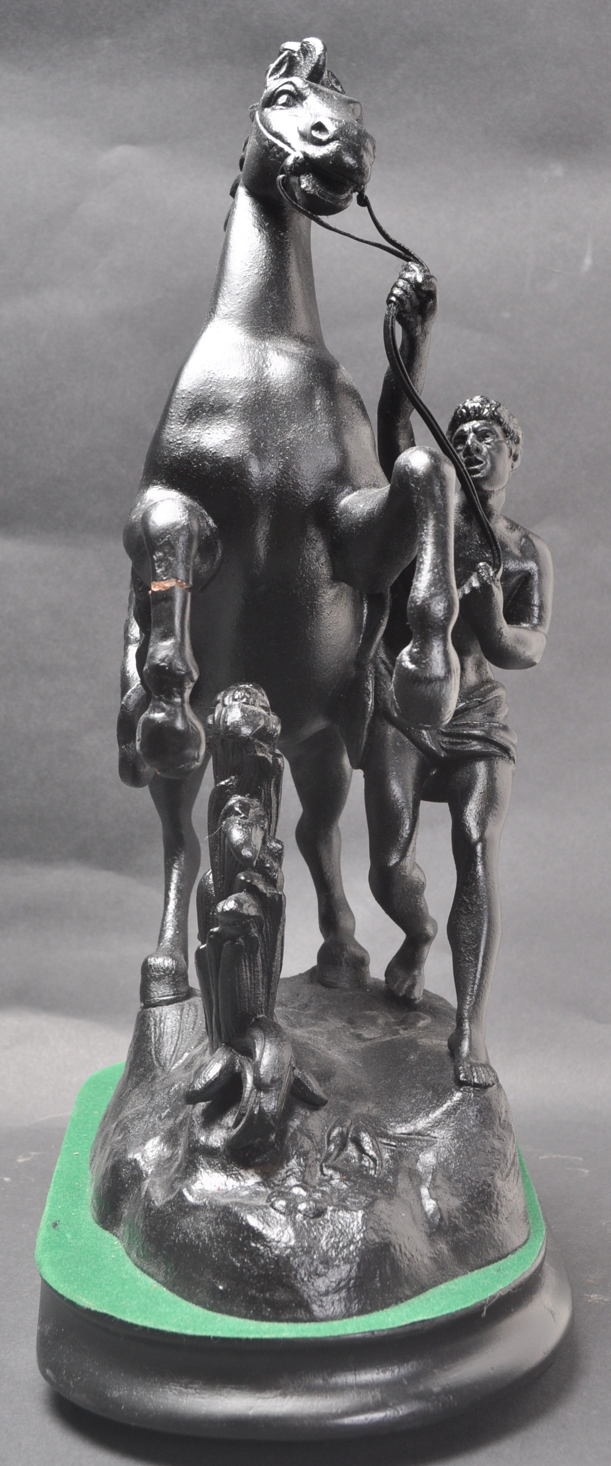 20TH CENTURY VINTAGE SPELTER FIGURINE OF A YOUTH CONTROLLING A REARING HORSE - Image 2 of 8