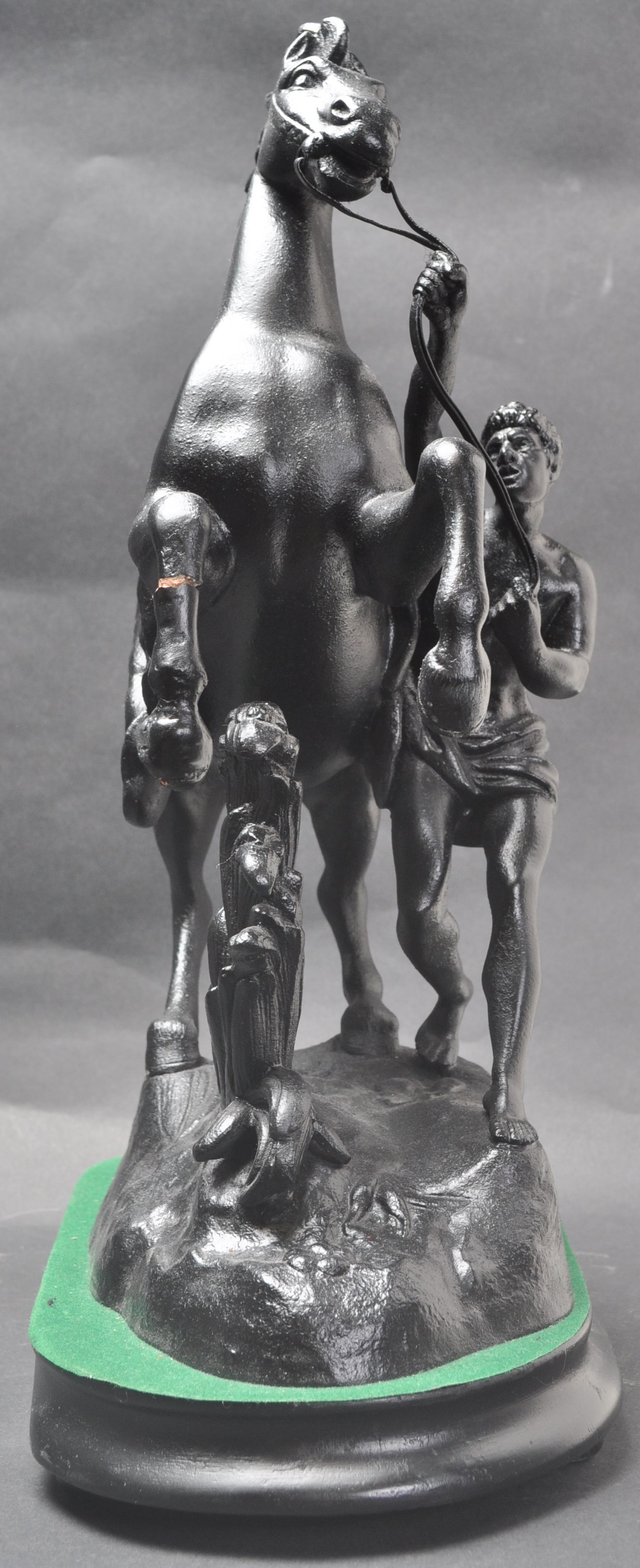 20TH CENTURY VINTAGE SPELTER FIGURINE OF A YOUTH CONTROLLING A REARING HORSE - Image 6 of 8