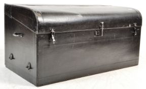 VINTAGE 20TH CENTURY BLACK LEATHERETTE TRUNK