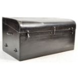 VINTAGE 20TH CENTURY BLACK LEATHERETTE TRUNK