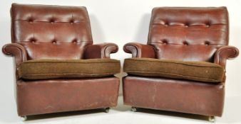 1970’S BROWN LEATHERETTE PARKER KNOLL ARMCHAIR