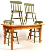 CONTEMPORARY FARM HOUSE PINE DINING TABLE AND CHAIRS