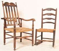 GEORGE II 18TH CENTURY RECLINING NORTH COUNTRY CHAIR WITH ANOTHER