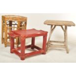 THREE CHINESE ORIENTAL BAMBOO STOOLS