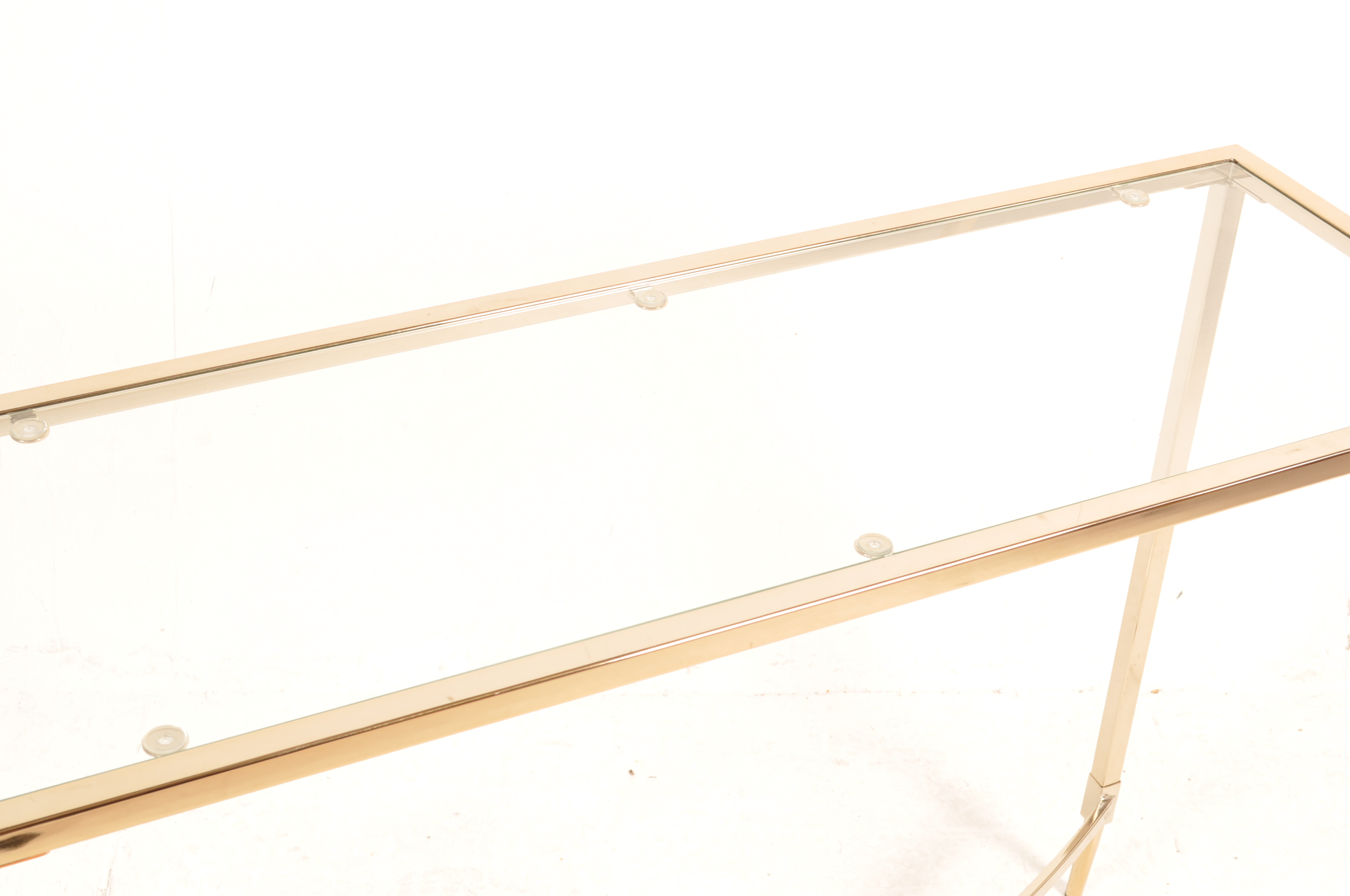 RETRO VINTAGE LATE 20TH CENTURY CHROME AND GLASS CONSOLE TABLE - Image 3 of 4