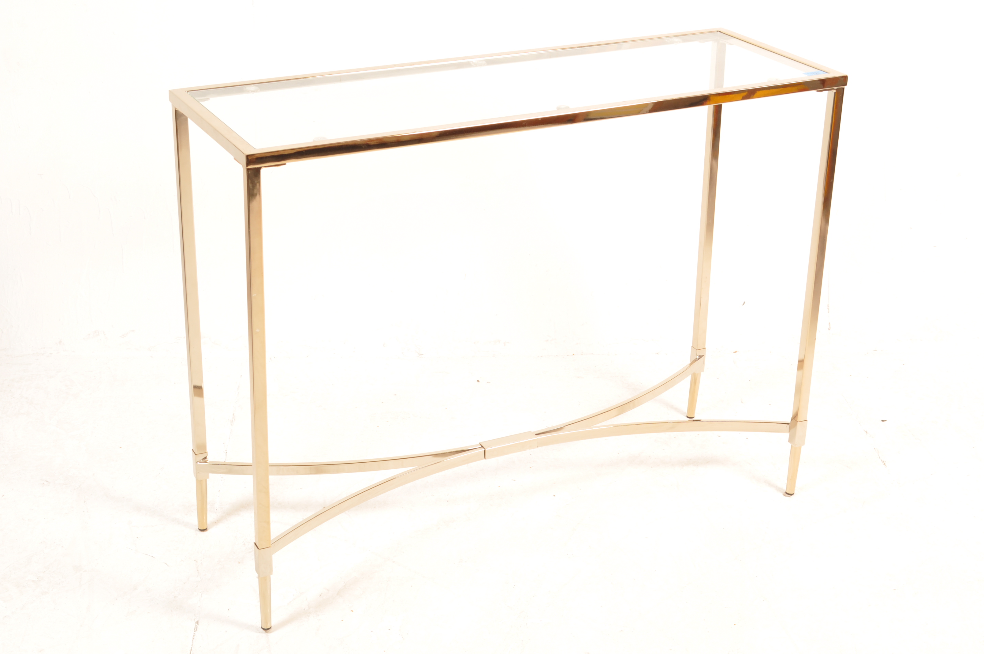 RETRO VINTAGE LATE 20TH CENTURY CHROME AND GLASS CONSOLE TABLE - Image 2 of 4