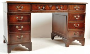 20TH CENTURY GEORGE III REVIVAL TWIN PEDESTAL DESK