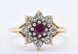 18CT GOLD RUBY & DIAMOND CLUSTER RING